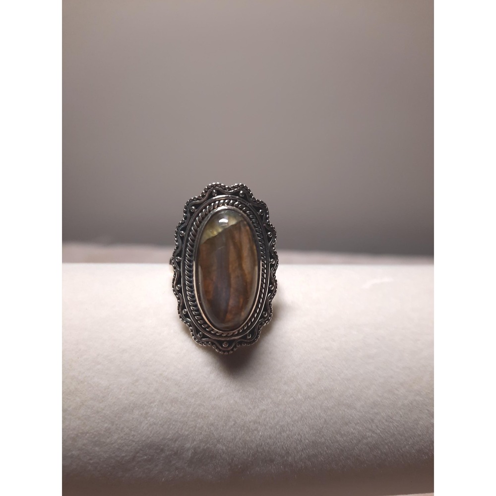 Labradorite ring in sterling silver artisan crafted size 8